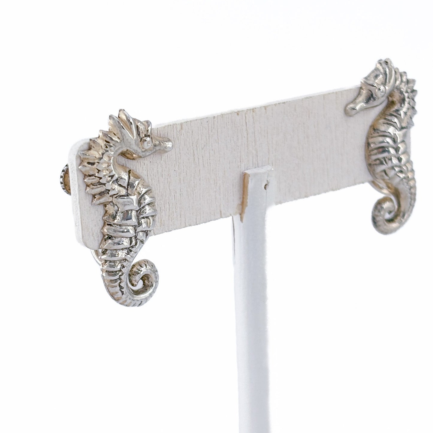 Vintage Sterling Silver 925 Seahorse Screwback Earrings