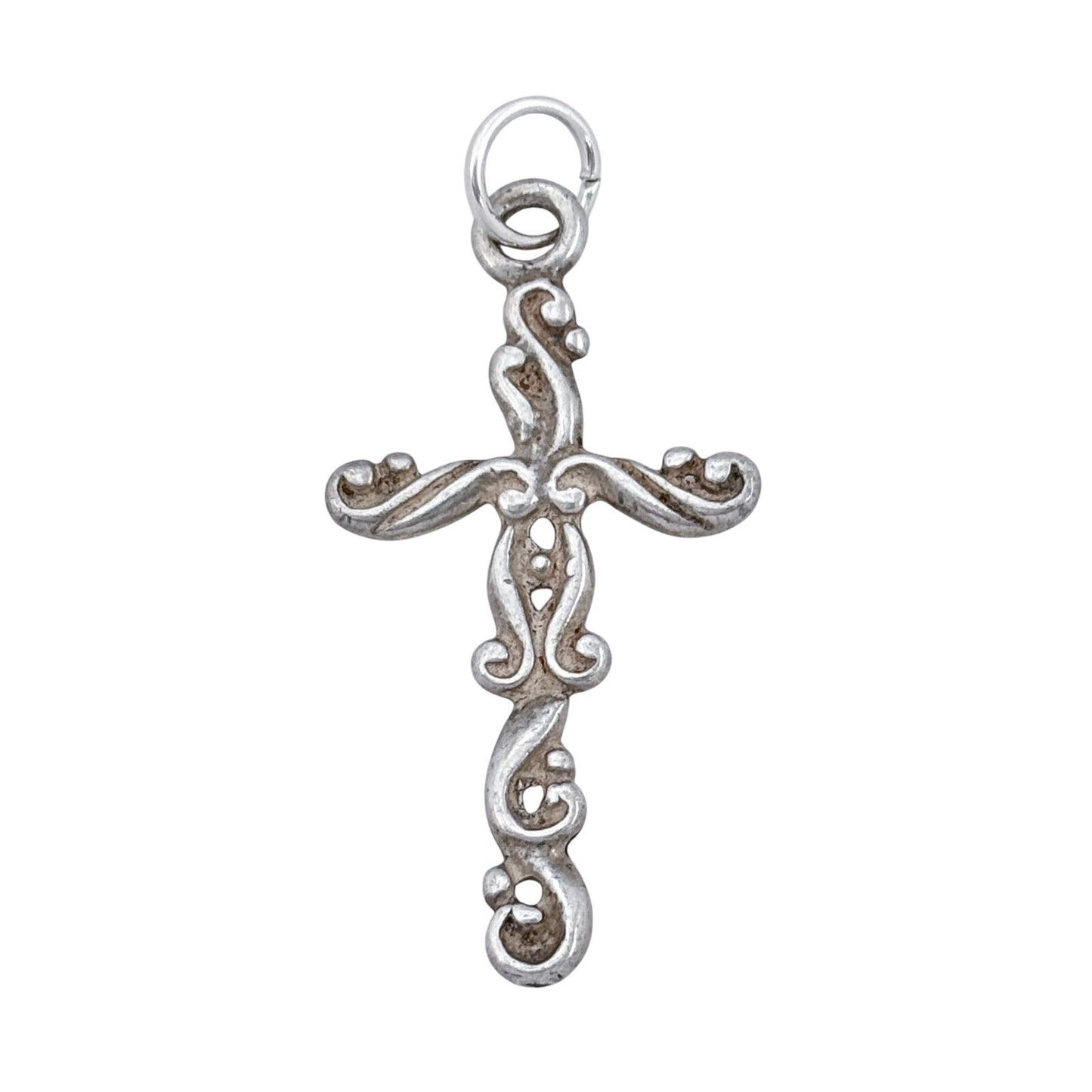 Vintage Sterling Silver 925 Ornate Scroll Cross Pendant