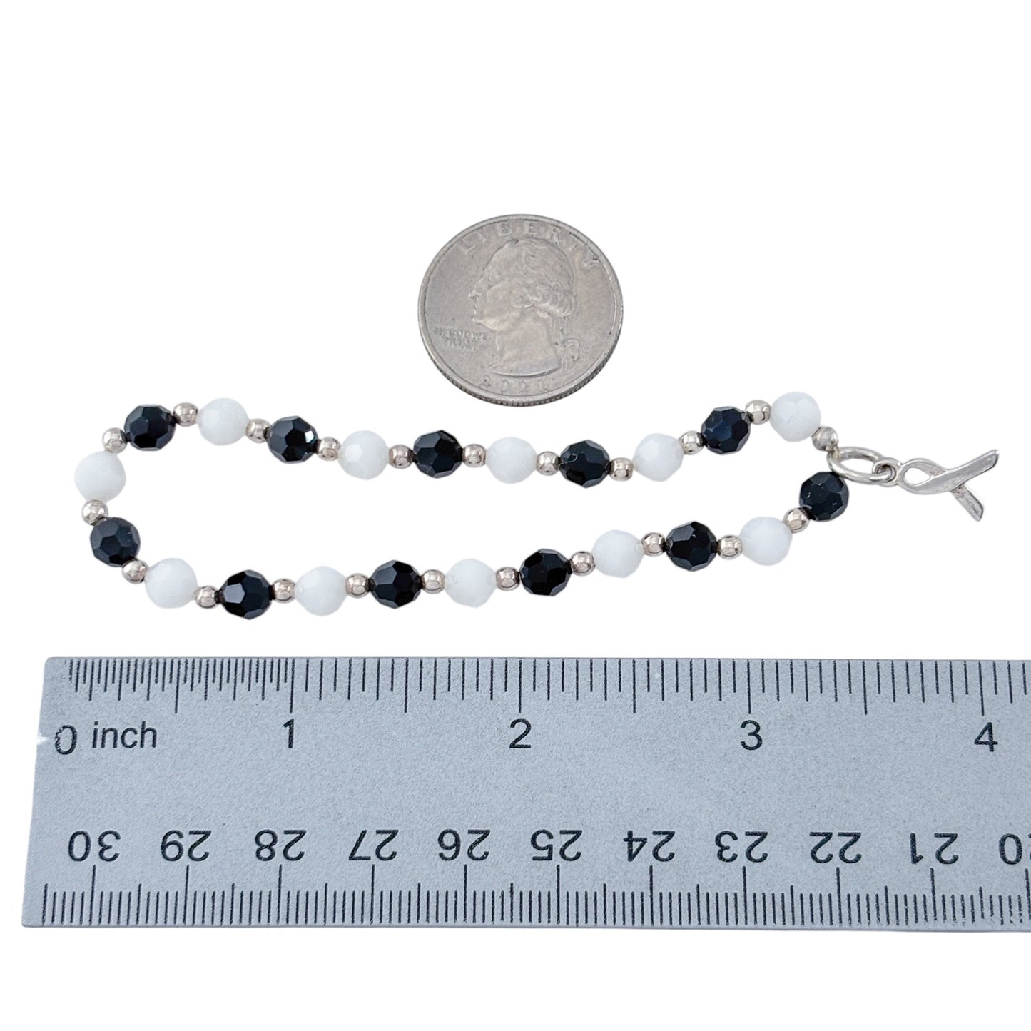 Vintage Sterling Silver 925 Carcinoid Cancer Awareness Bracelet 7"