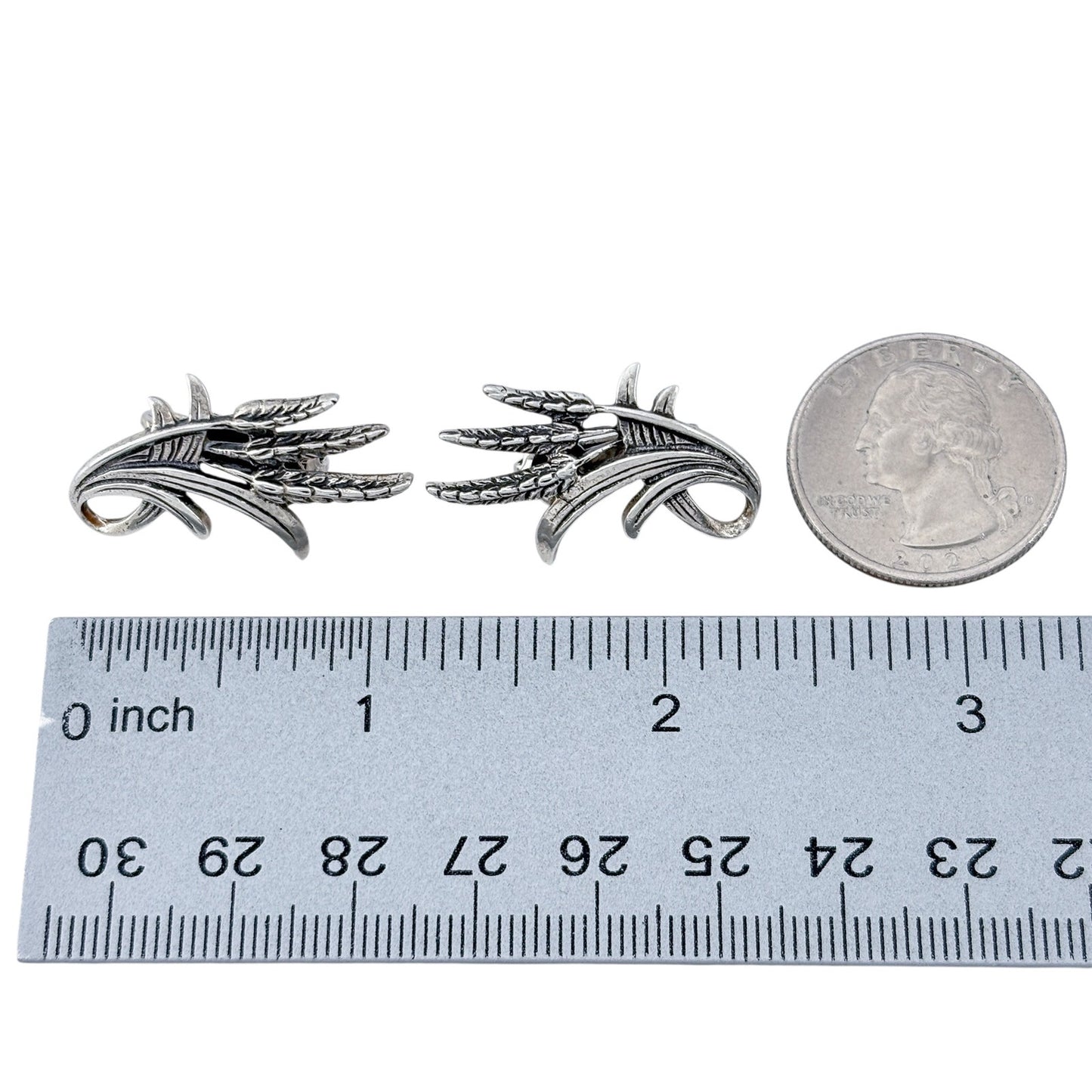 Vintage Danecraft Sterling Silver 925 Wheat Clip On Earrings
