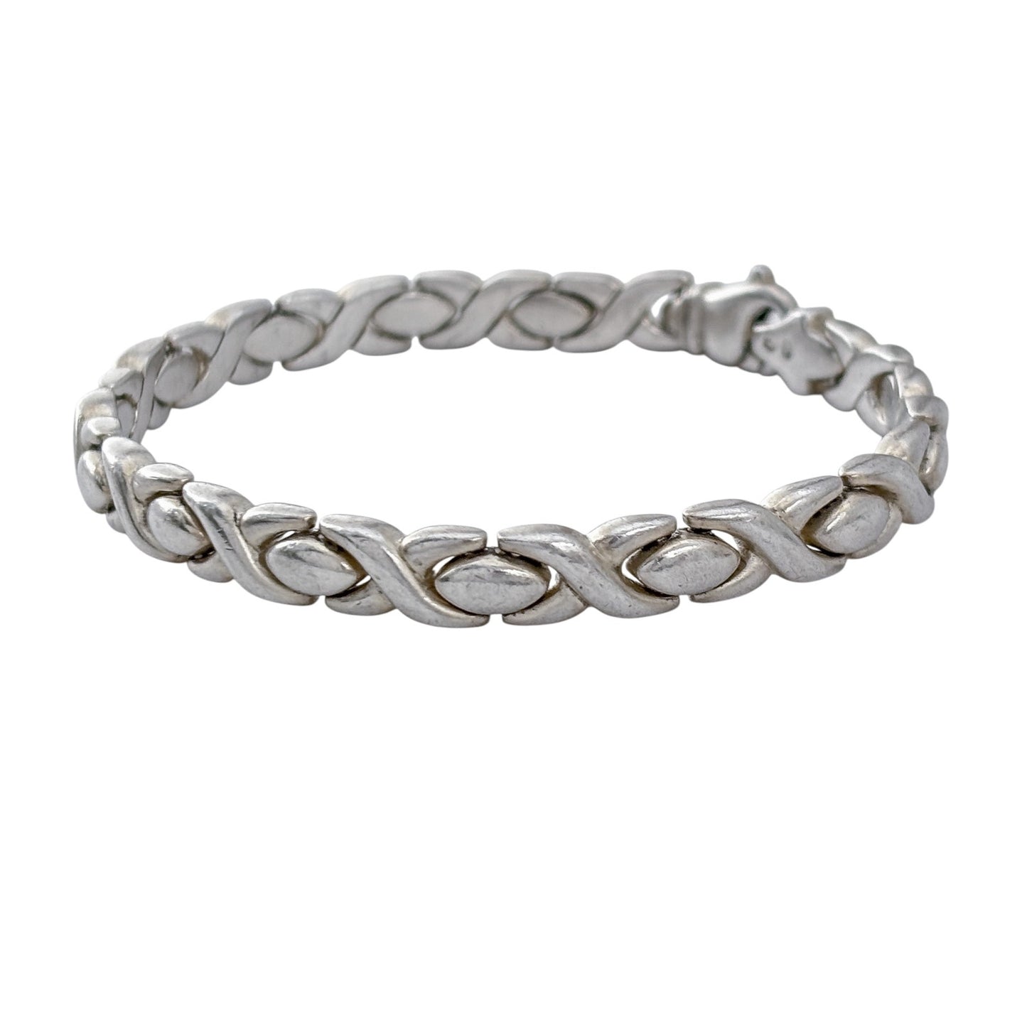 Vintage Sterling Silver 925 XO Link Bracelet 7.5"
