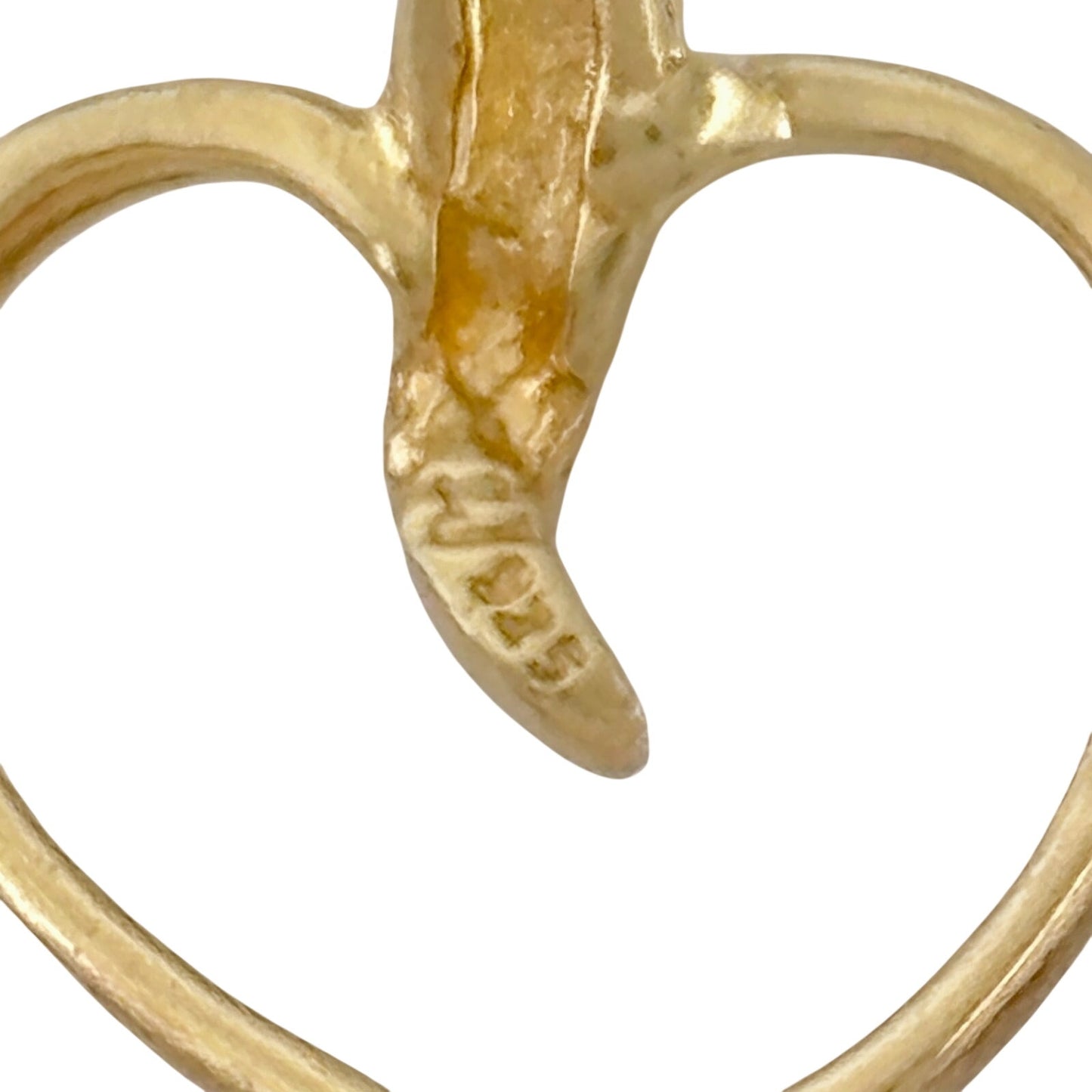 Vintage Gold-Tone Sterling Silver 925 Heart Diamond Pendant
