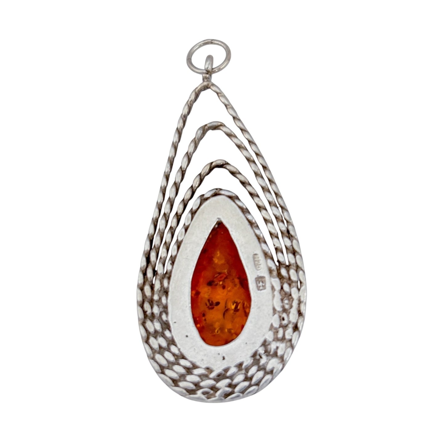 Vintage Sterling Silver 925 Amber Pendant