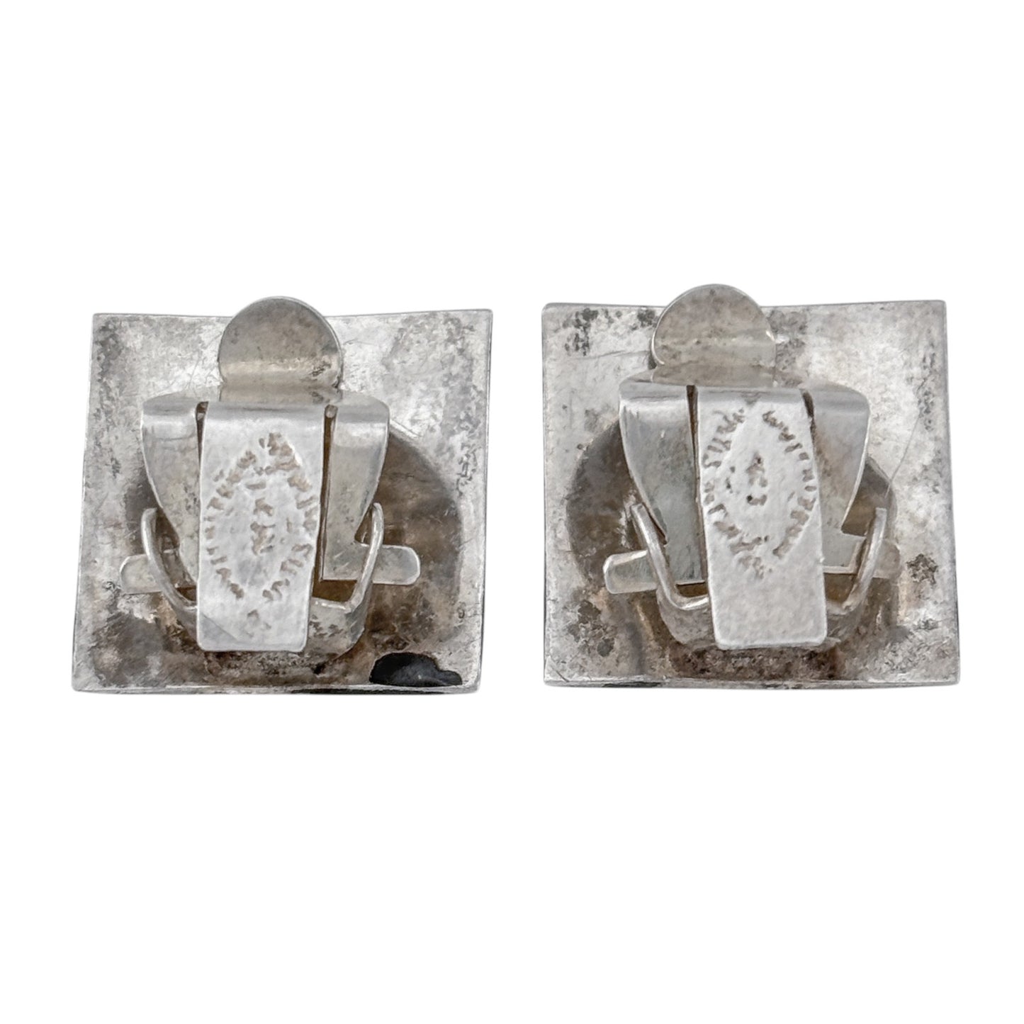 Vintage Sterling Silver 925 Siam Niello Clip-On Earrings