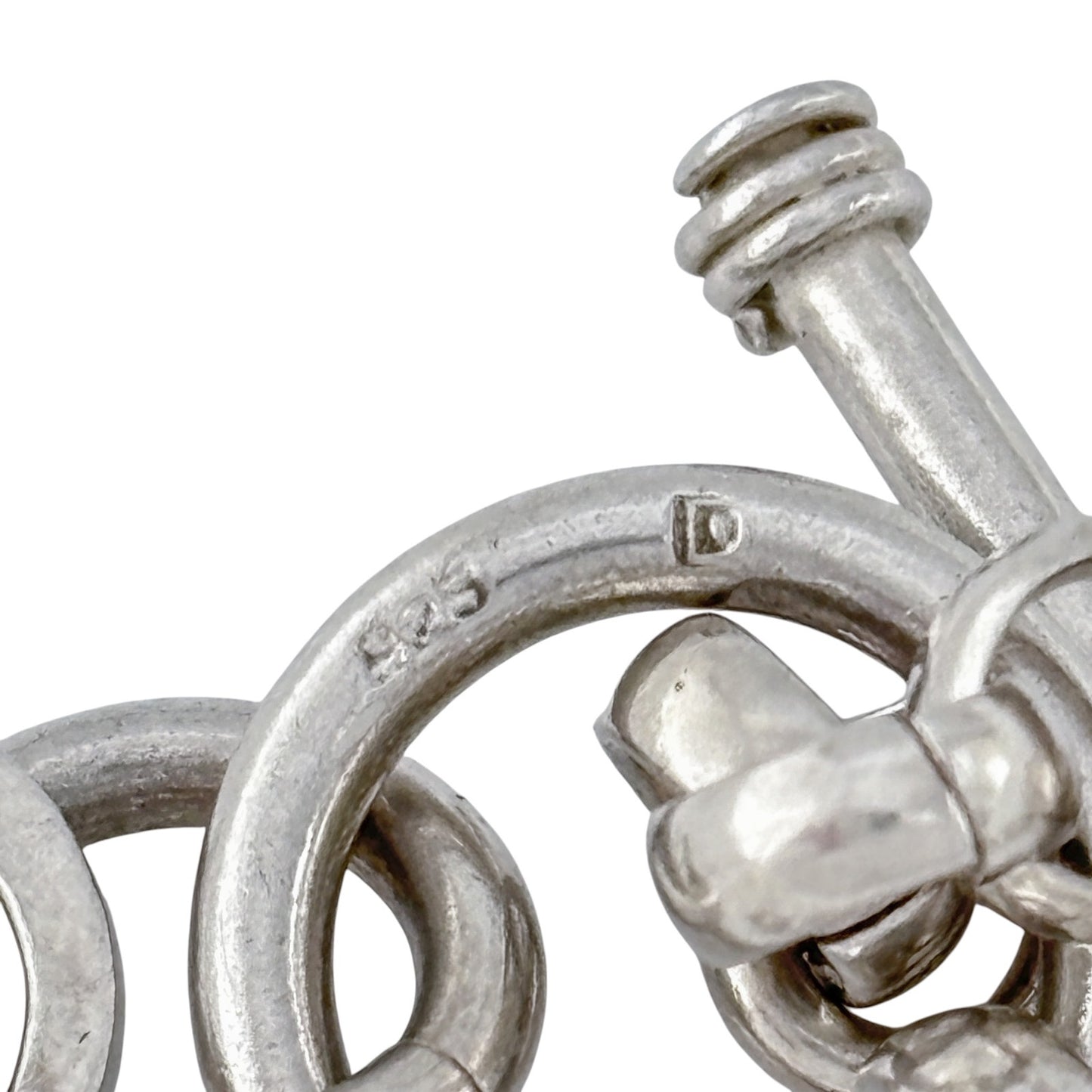 Vintage Sterling Silver 925 Heart Charm Toggle Bracelet 7"