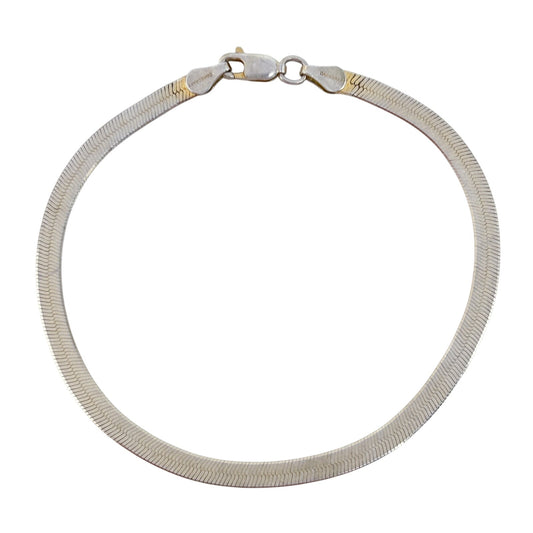 Vintage Italian Sterling Silver 925 Herringbone Bracelet 7.5"