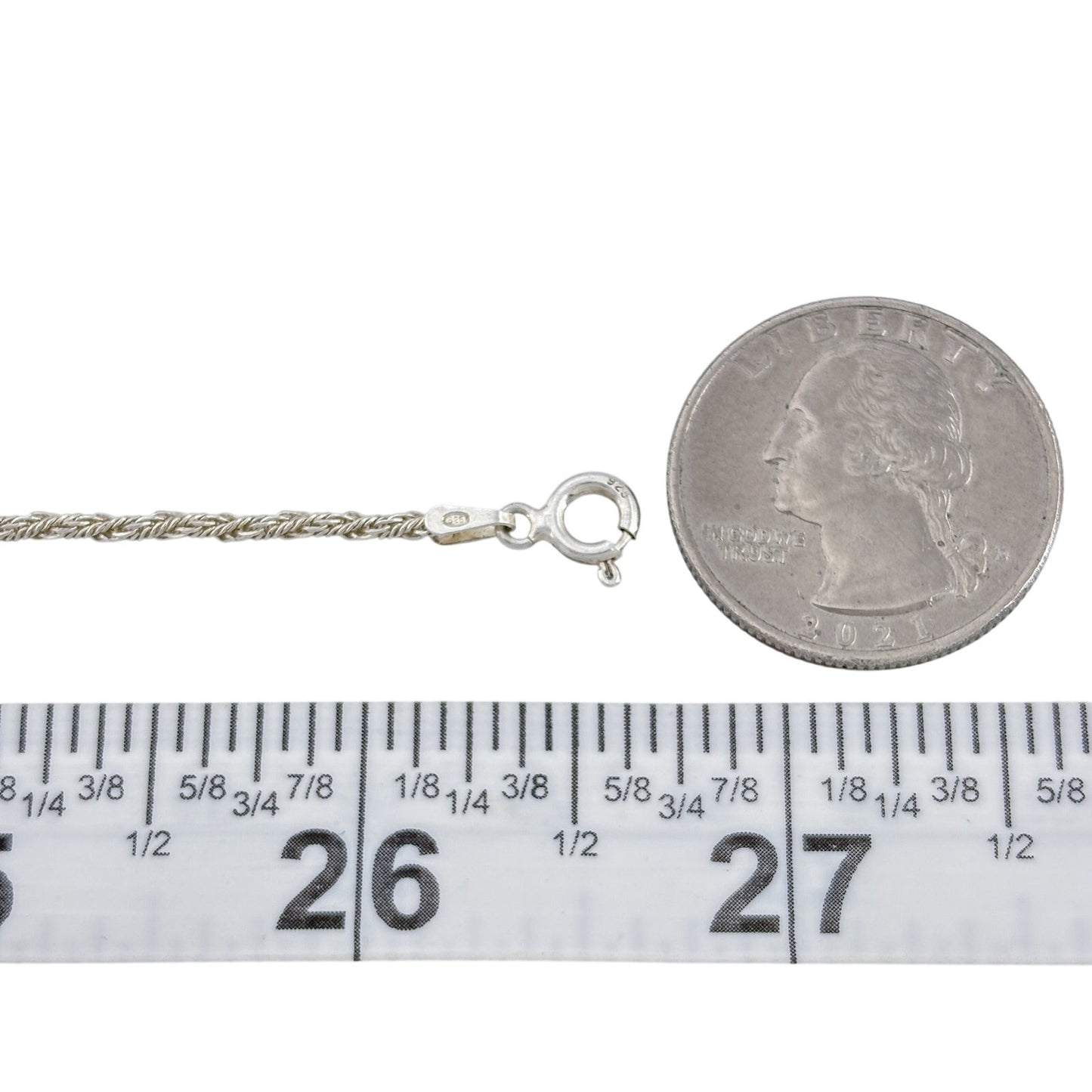 Vintage Italian Sterling Silver 925 Rope Link Chain Necklace 26.5"