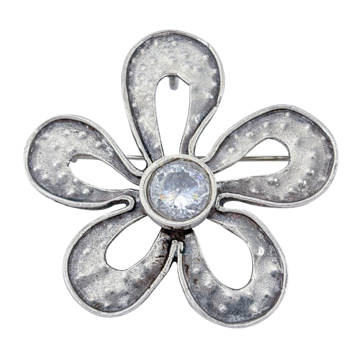 Vintage Silpada Sterling Silver 925 Cubic Zirconia Flower Brooch I1540