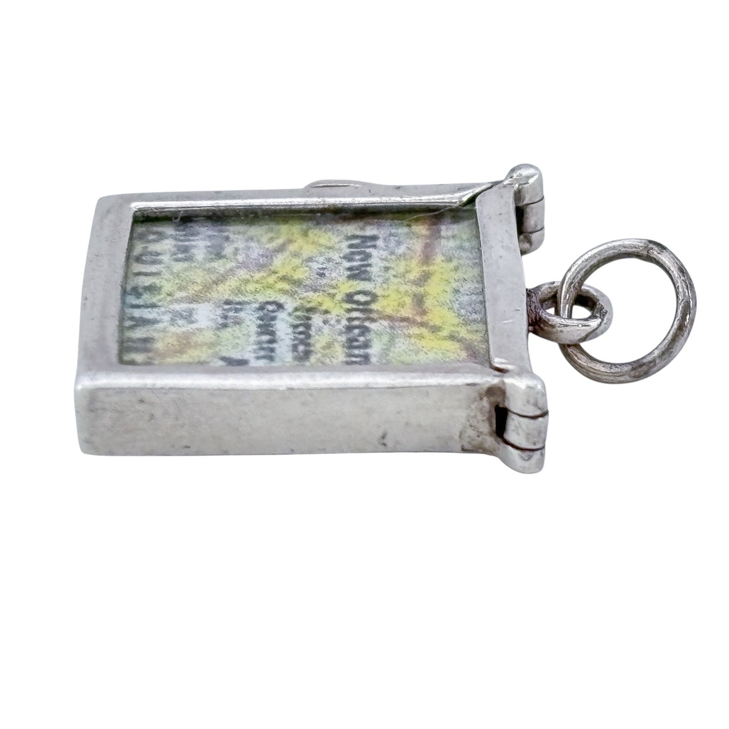 Vintage Sterling Silver 925 New Orleans Map Fleur De Lis Pendant