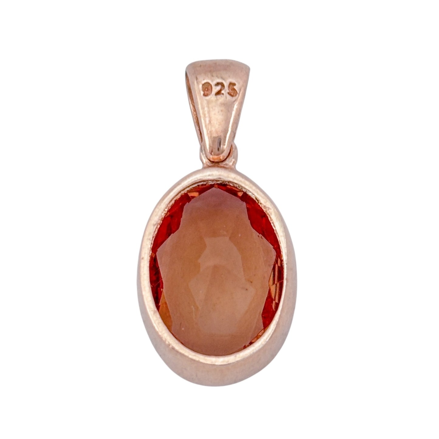 Vintage Rose Gold-Tone Sterling Silver 925 Peach Cubic Zirconia Pendant