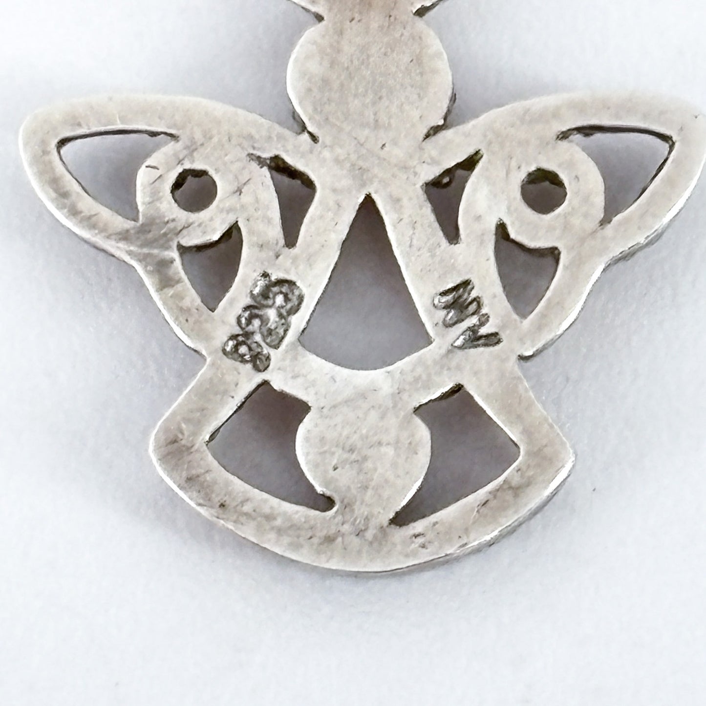 Vintage Sterling Silver 925 Pink Cubic Zirconia Angel Charm Pendant
