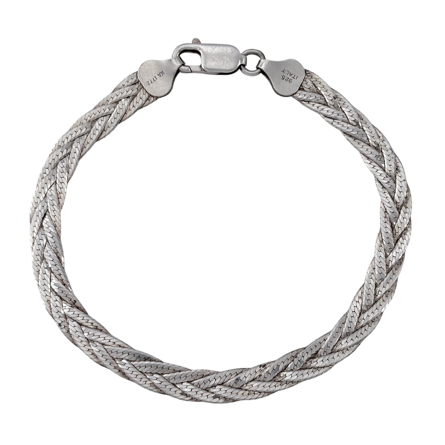 Vintage Italian Sterling Silver 925 Braided Chain Bracelet 7.5"