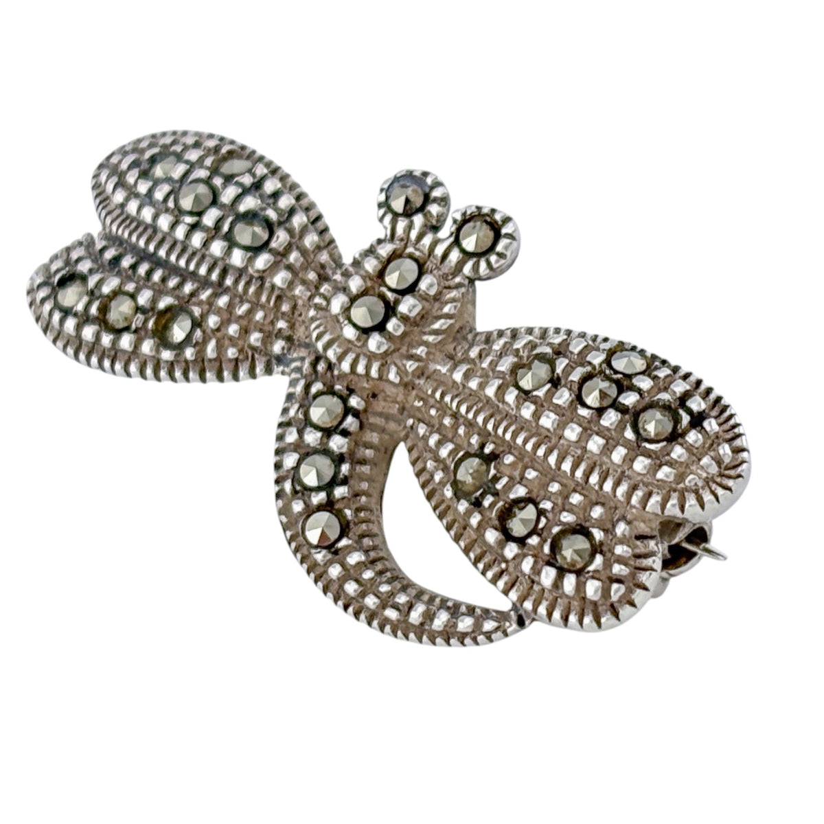 Vintage Sterling Silver 925 Marcasite Dragonfly Brooch