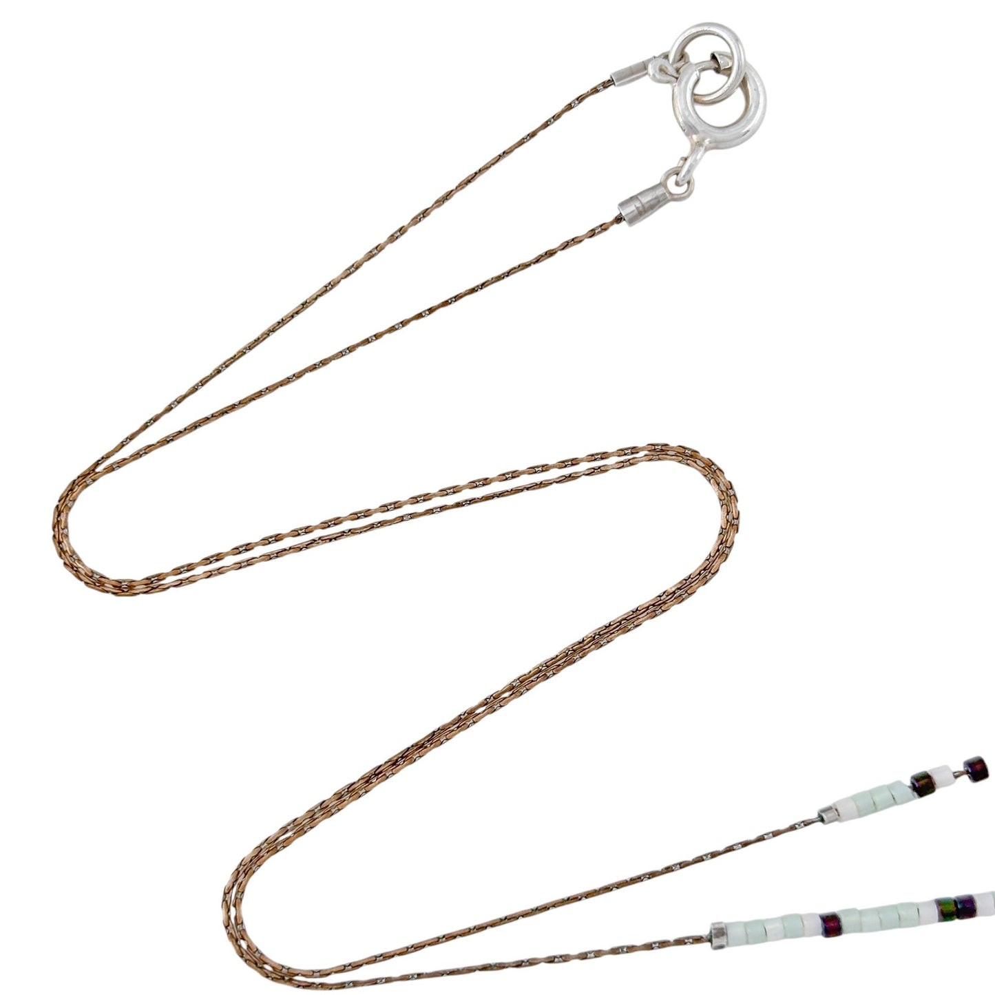 Vintage Sterling Silver 925 Glass Bead Chain Necklace 18"