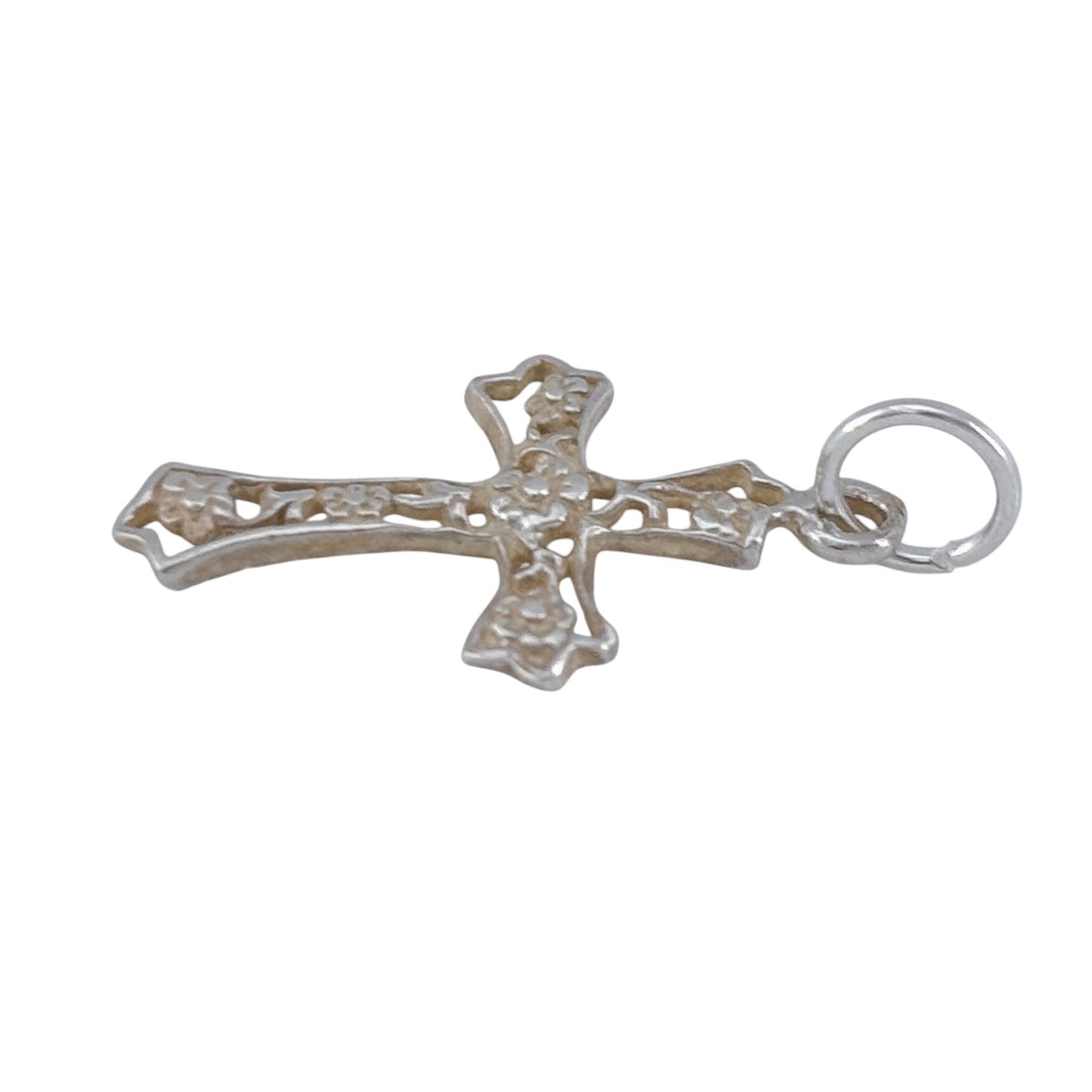 Vintage Sterling Silver 925 Floral Cross Pendant