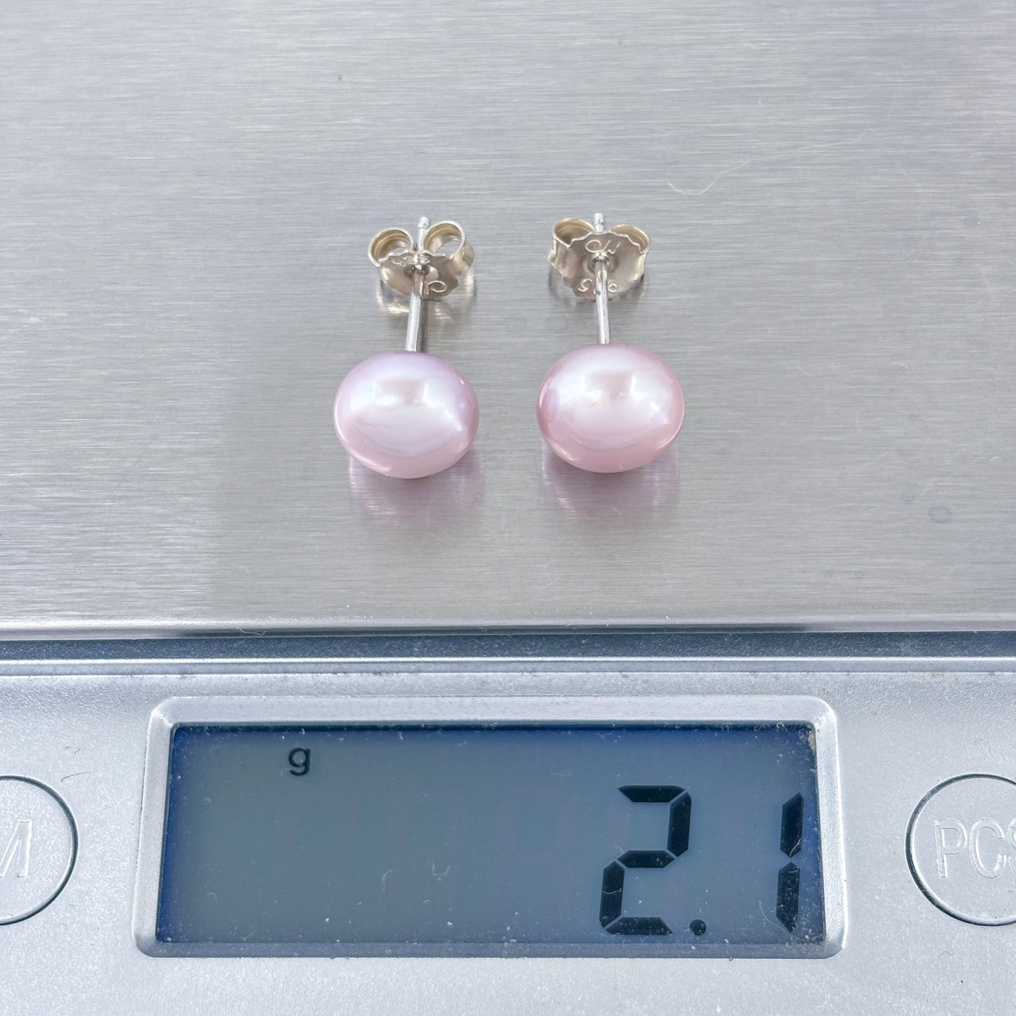 Vintage Sterling Silver 925 Purple Pearl Stud Earrings