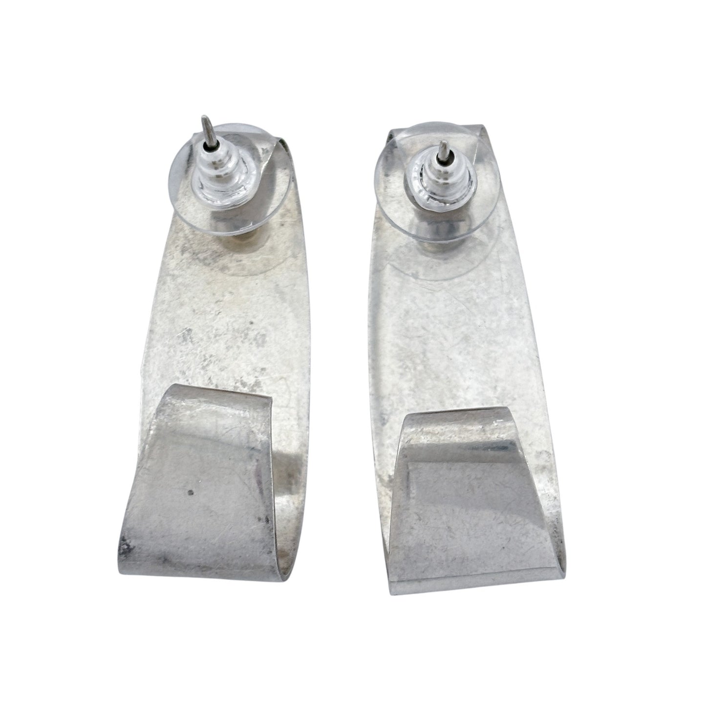 Vintage Silver-Tone Curved Post Earrings