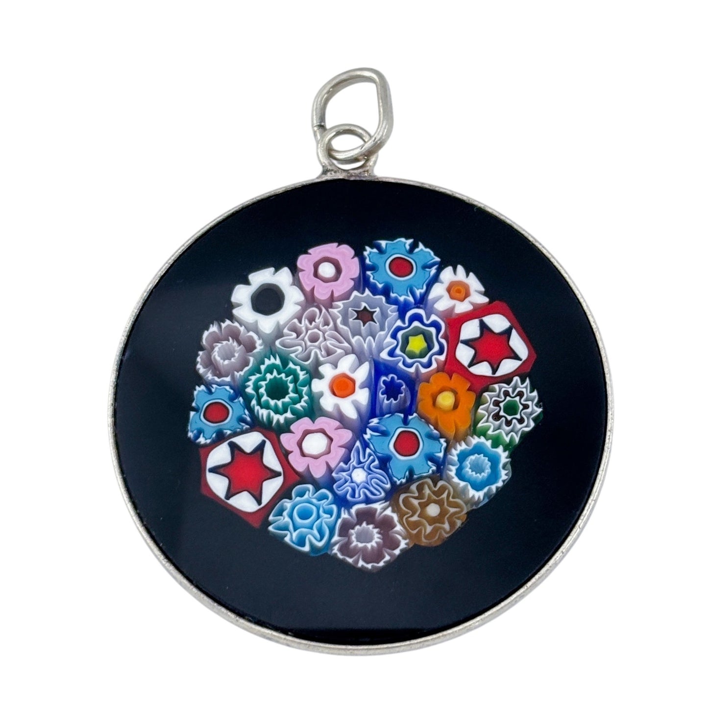 Vintage Sterling Silver 925 Millefiori Pendant