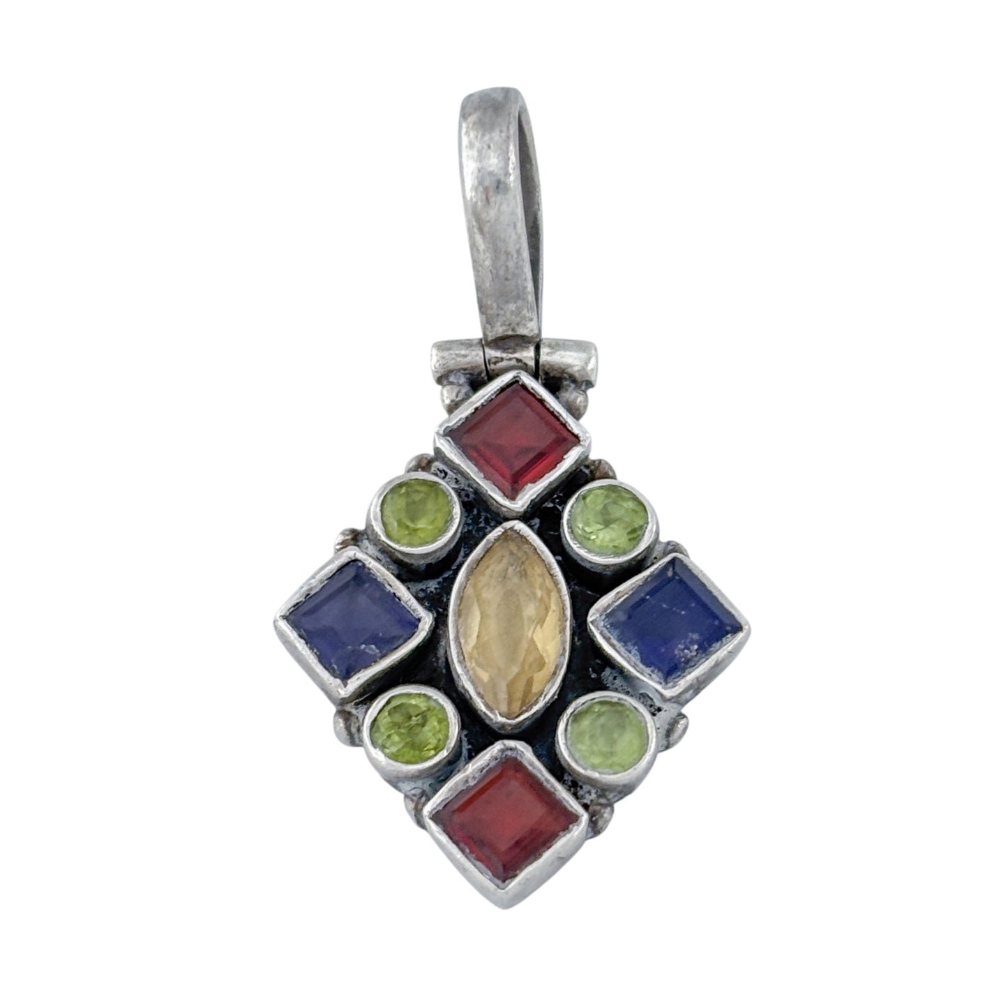 Vintage Sterling Silver 925 Multi Gem Pendant