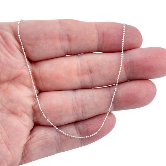 Vintage Sterling Silver 925 Ball Bead Chain Necklace 18"