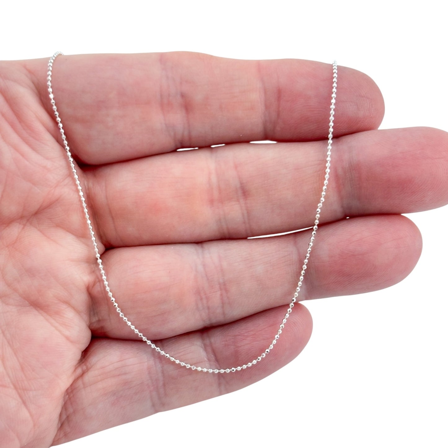 Vintage Sterling Silver 925 Ball Bead Chain Necklace 18"