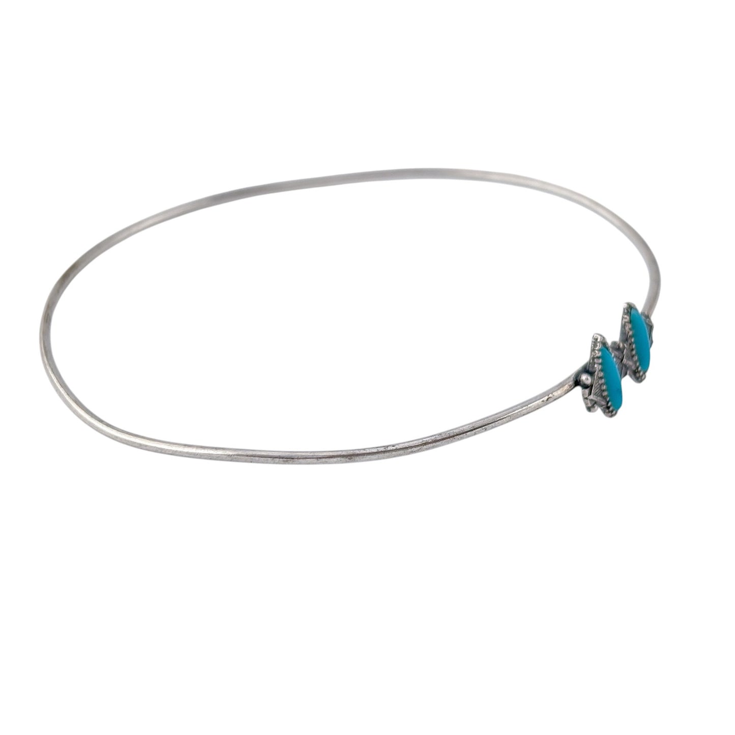 Vintage Sterling Silver 925 Turquoise Bangle Bracelet 7.75"