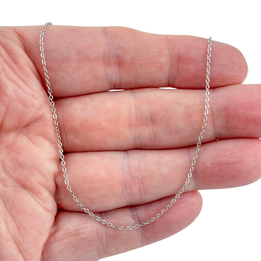 Vintage Sterling Silver 925 Cable Link Chain Necklace 18.5"-20.5"