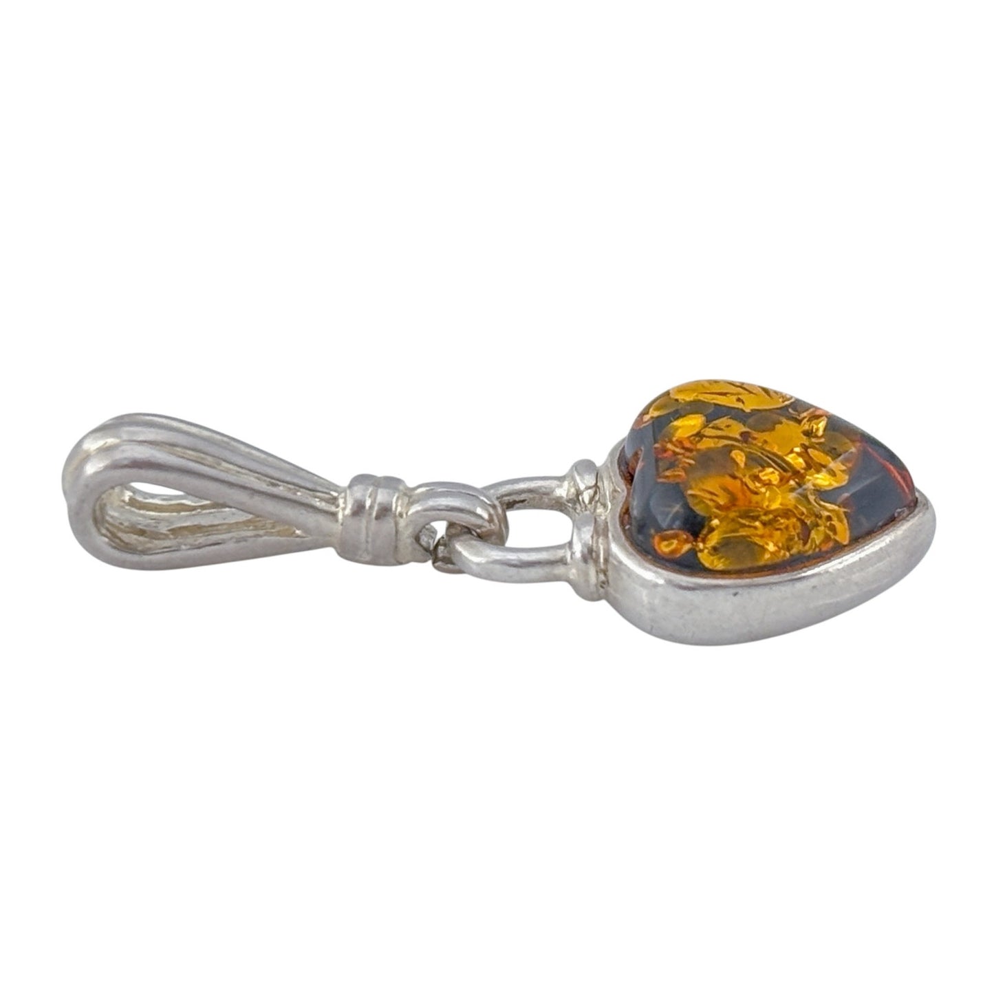 Vintage Sterling Silver 925 Amber Heart Pendant