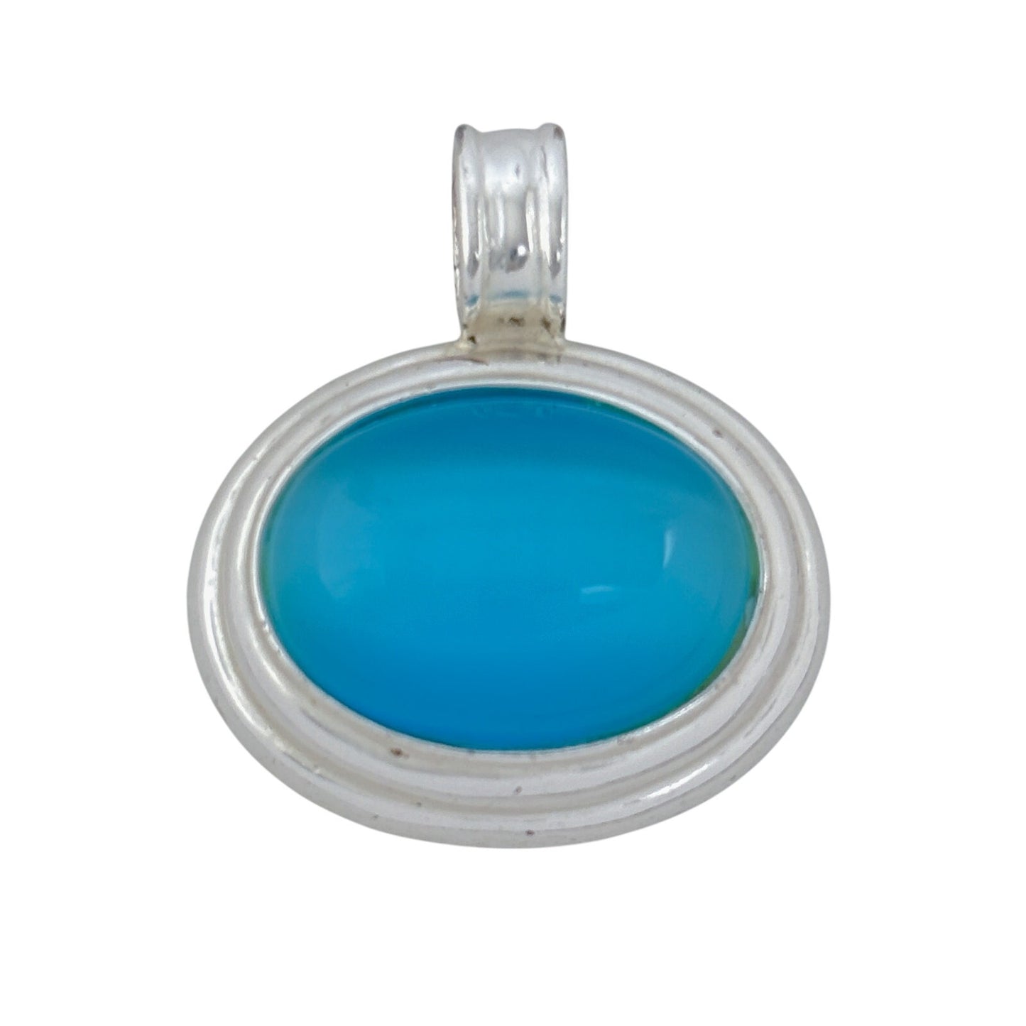 Vintage Sterling Silver 925 Blue Glass Pendant