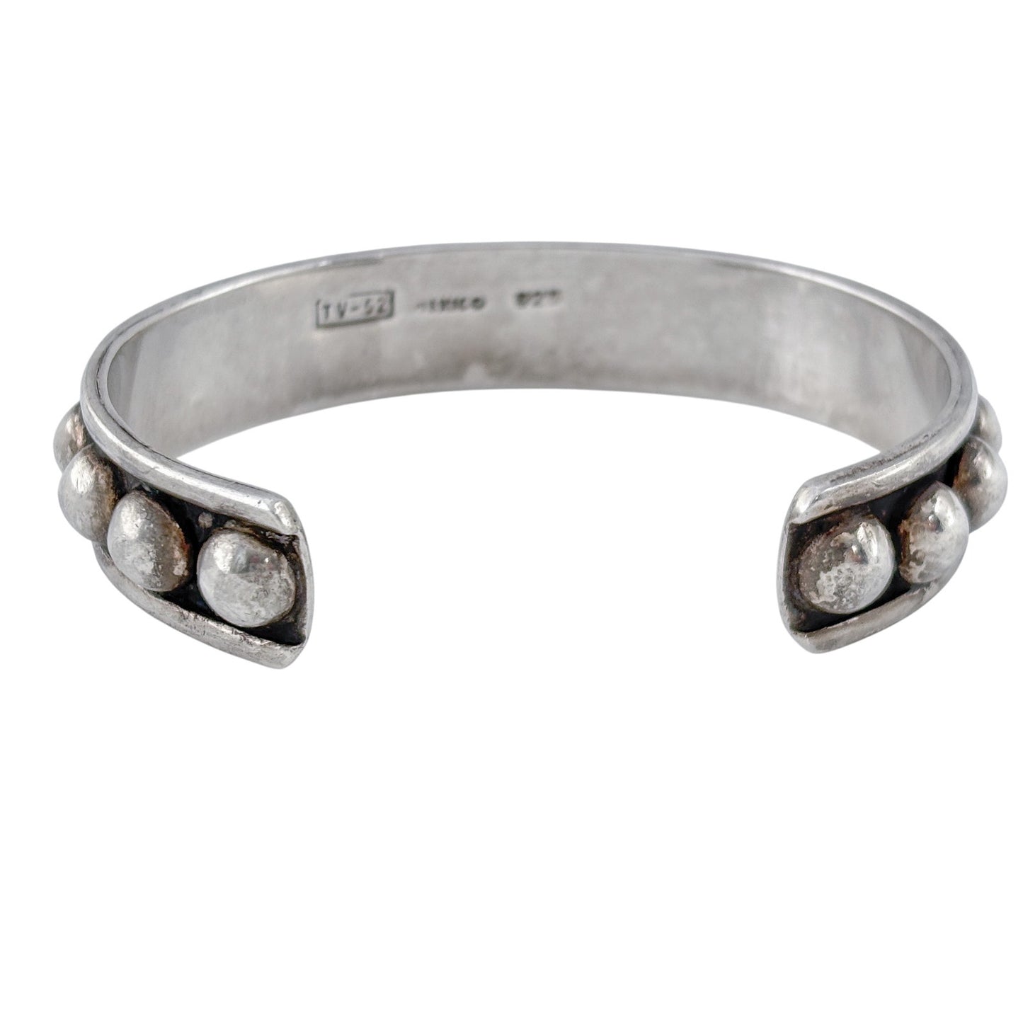 Vintage Mexico Taxco Sterling Silver 925 Dot Cuff Bracelet 7"