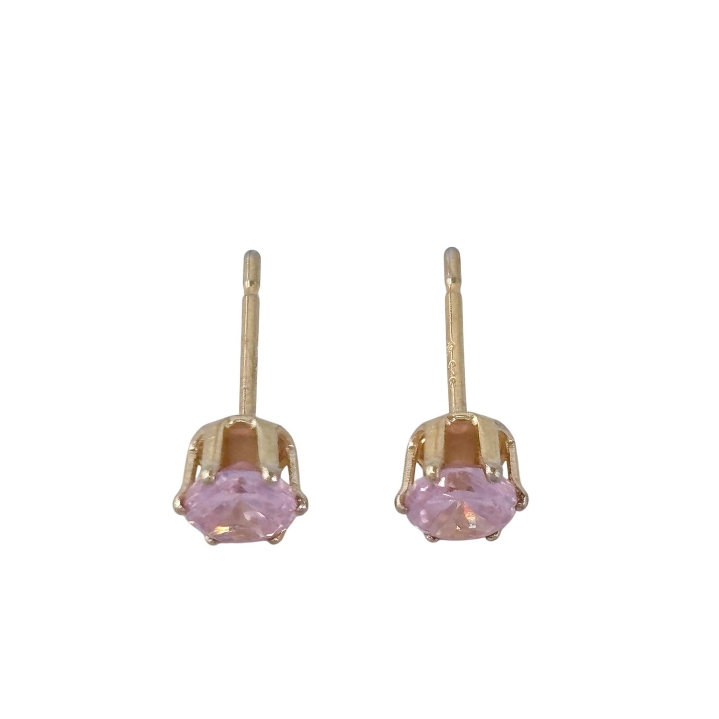 Vintage Sterling Silver 925 Pink Cubic Zirconia Stud Earrings