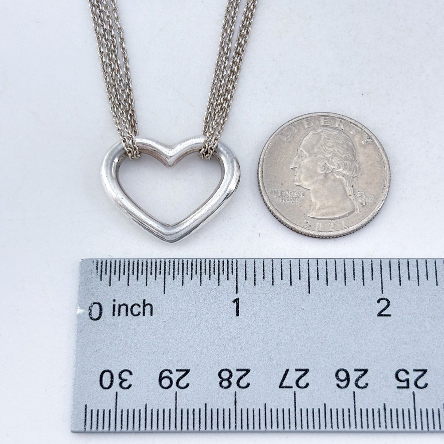 Vintage Sterling Silver 925 Heart Pendant Necklace 16"