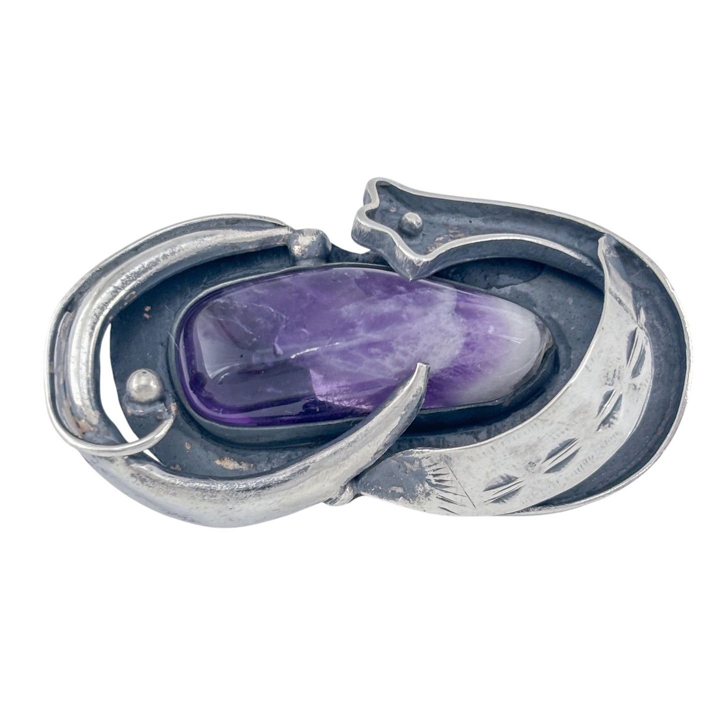 Vintage Sterling Silver 925 Amethyst Brooch