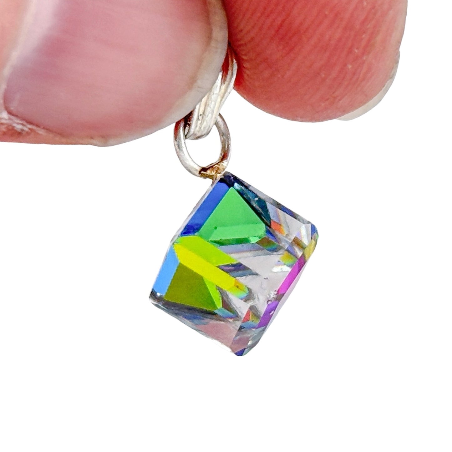 Vintage Sterling Silver 925 Rainbow Crystal Pendant