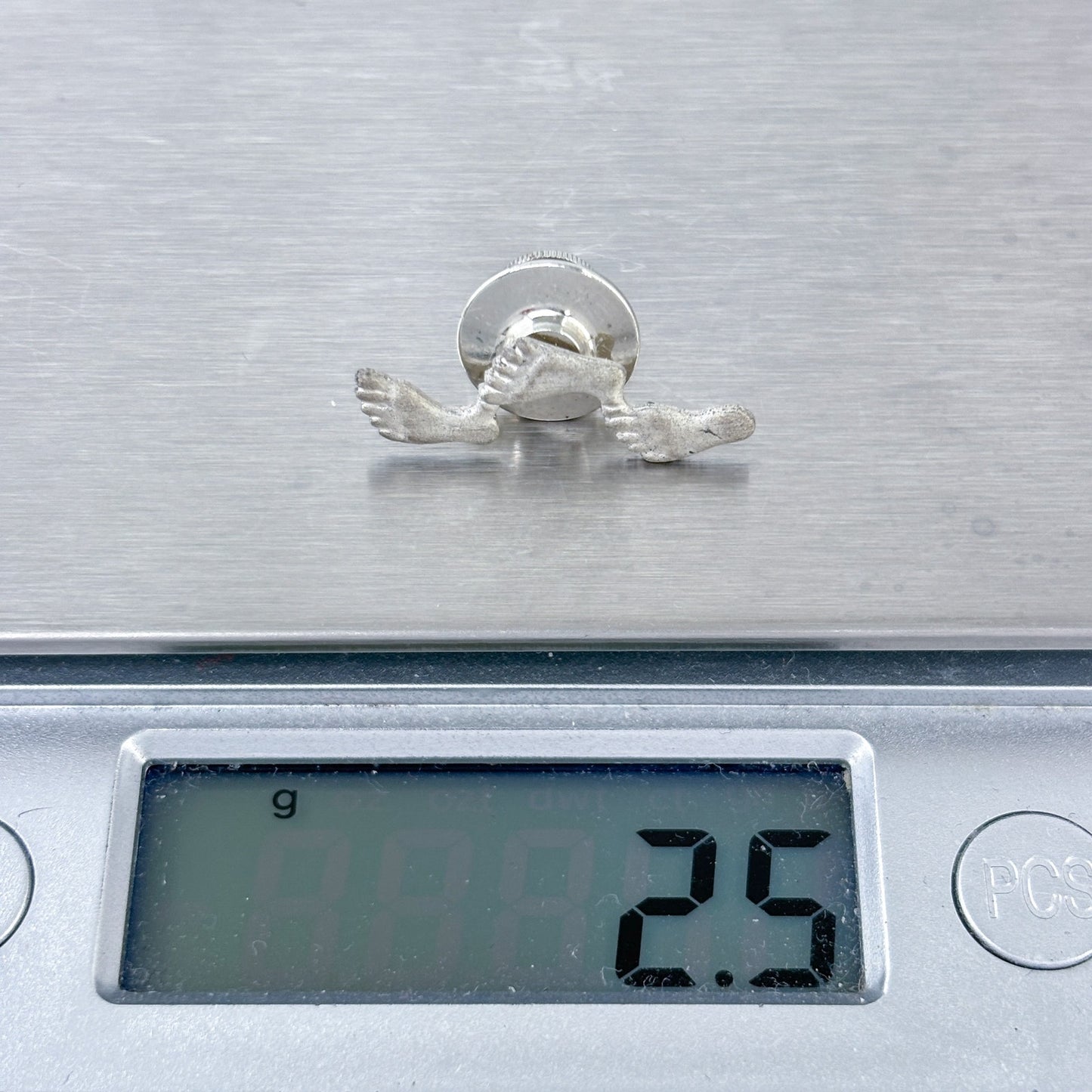 Vintage Sterling Silver 925 Footprints In The Sand Tie Tack Pin