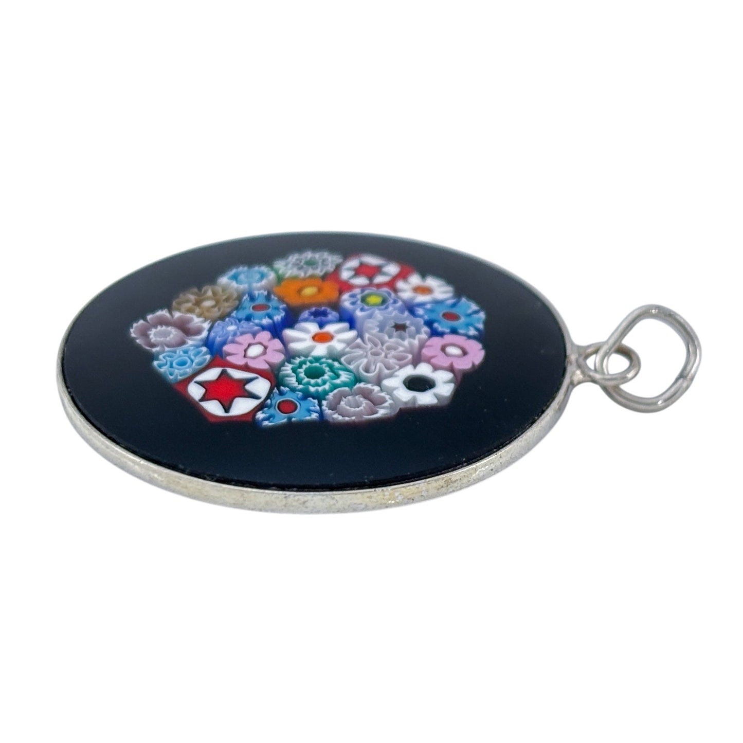 Vintage Sterling Silver 925 Millefiori Pendant