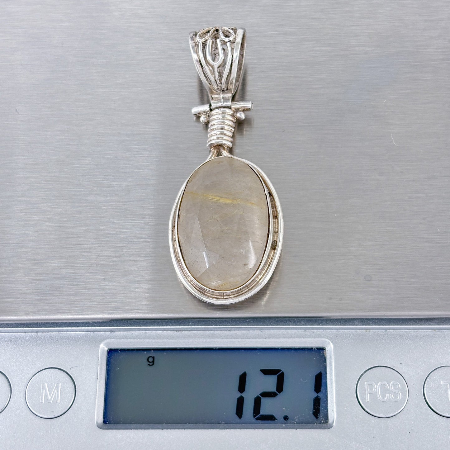 Vintage Sterling Silver 925 Quartz Pendant