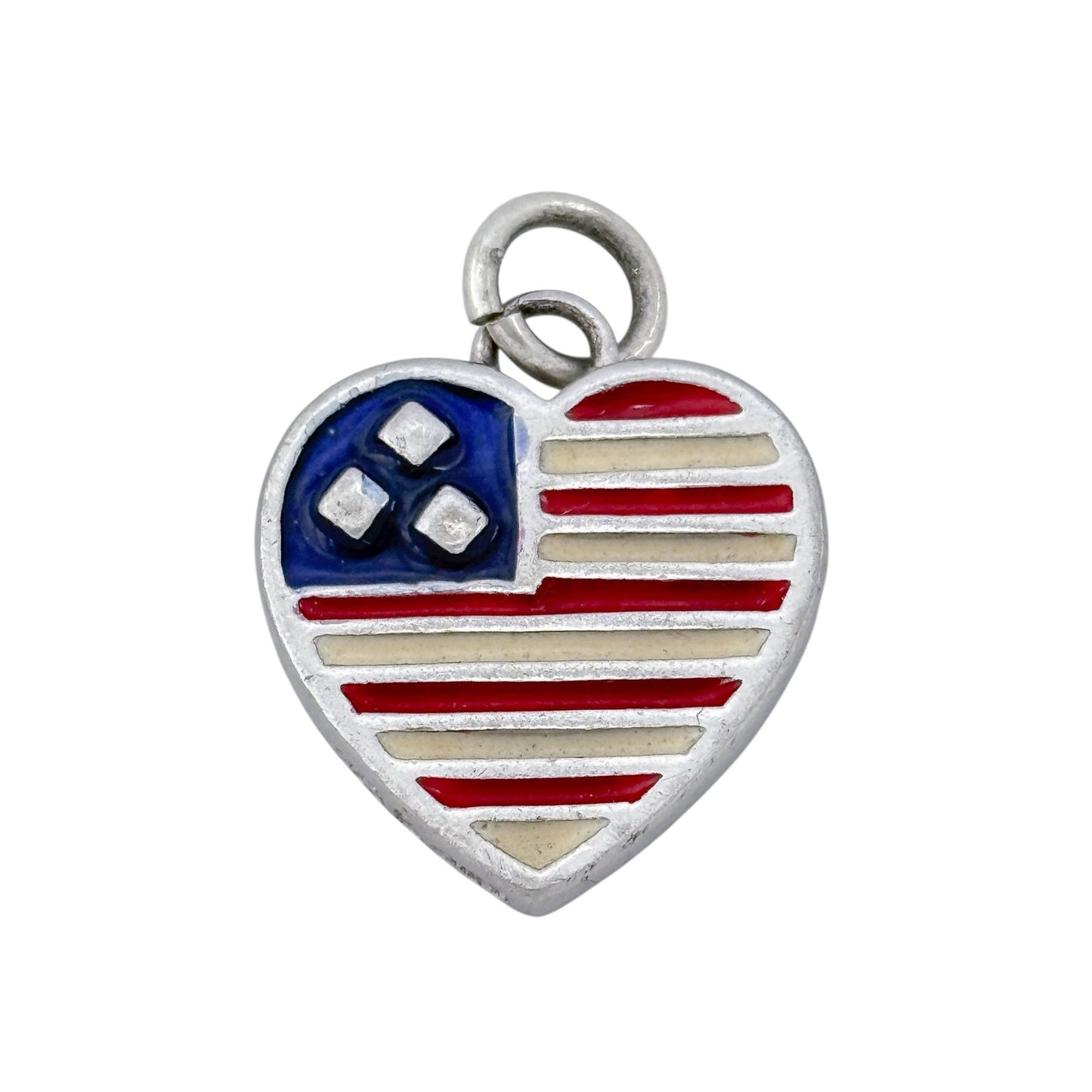 Vintage Sterling Silver 925 American Flag Heart Charm