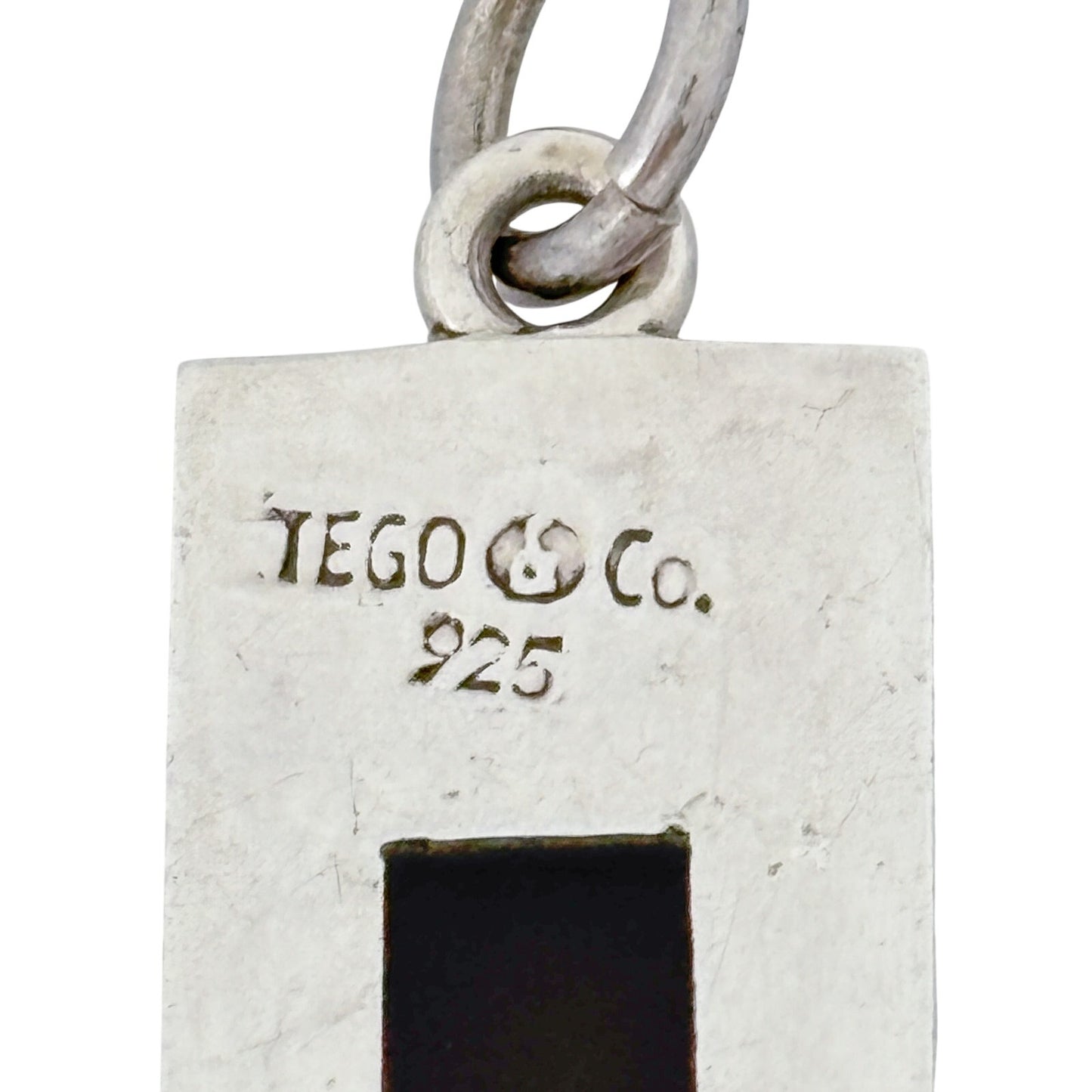 Vintage Mexico Taxco Tego Sterling Silver 925 Smoky Lucite Geometric Pendant