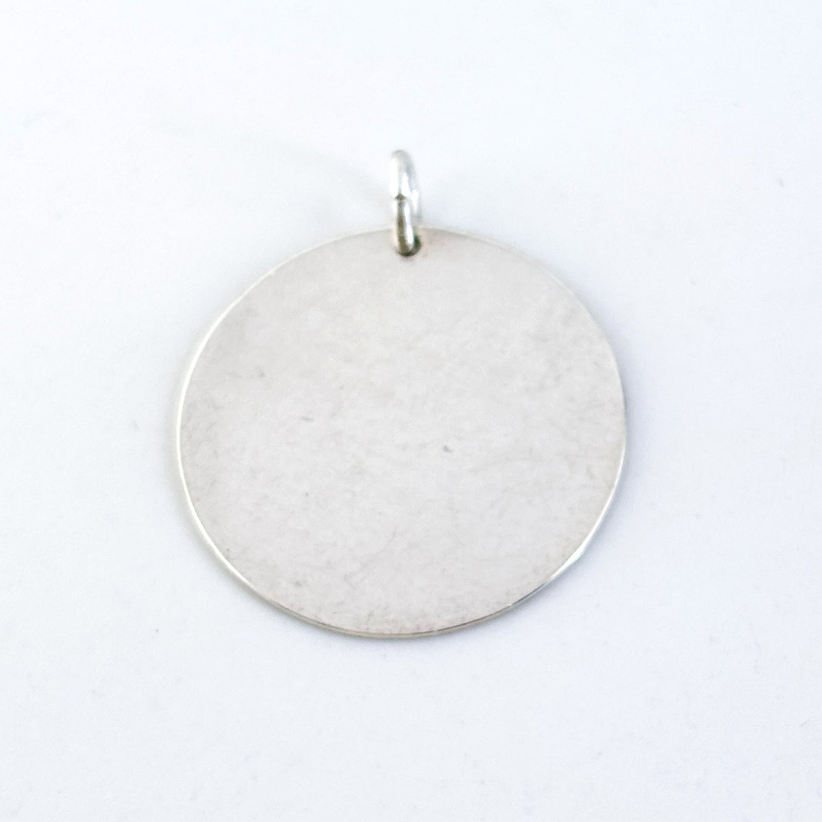 Vintage Silver Tone 2cm Blank Round Disc Pendant