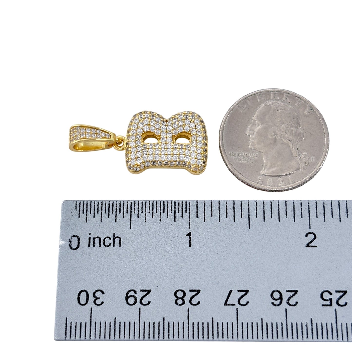 Vintage Gold-Tone Sterling Silver 925 Cubic Zirconia Letter B Pendant
