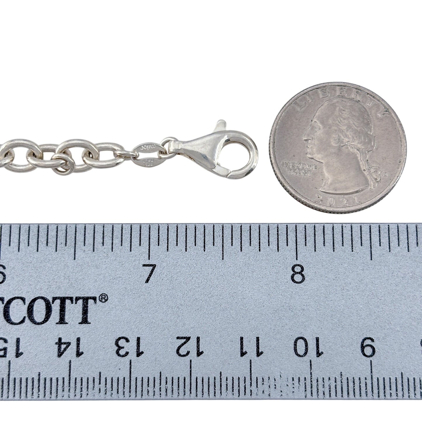 Vintage Sterling Silver 925 Oval Link Charm Bracelet 7.5"