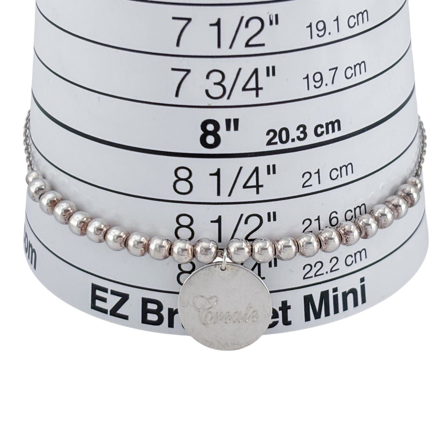 Vintage Sterling Silver 925 Serve Create Bead Bracelet Up To 8.5" Adjustable