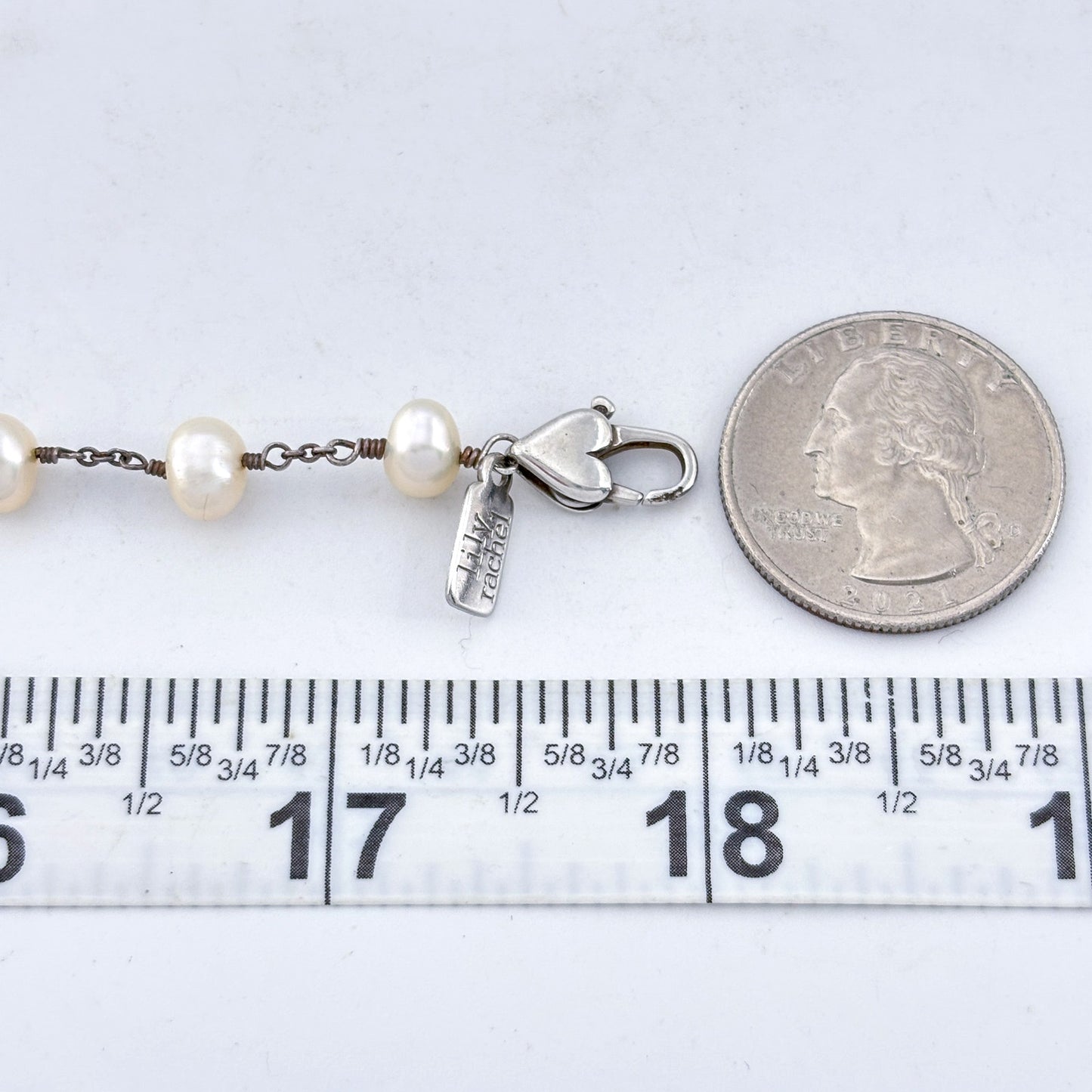 Vintage Sterling Silver 925 Pearl Station Necklace 18"