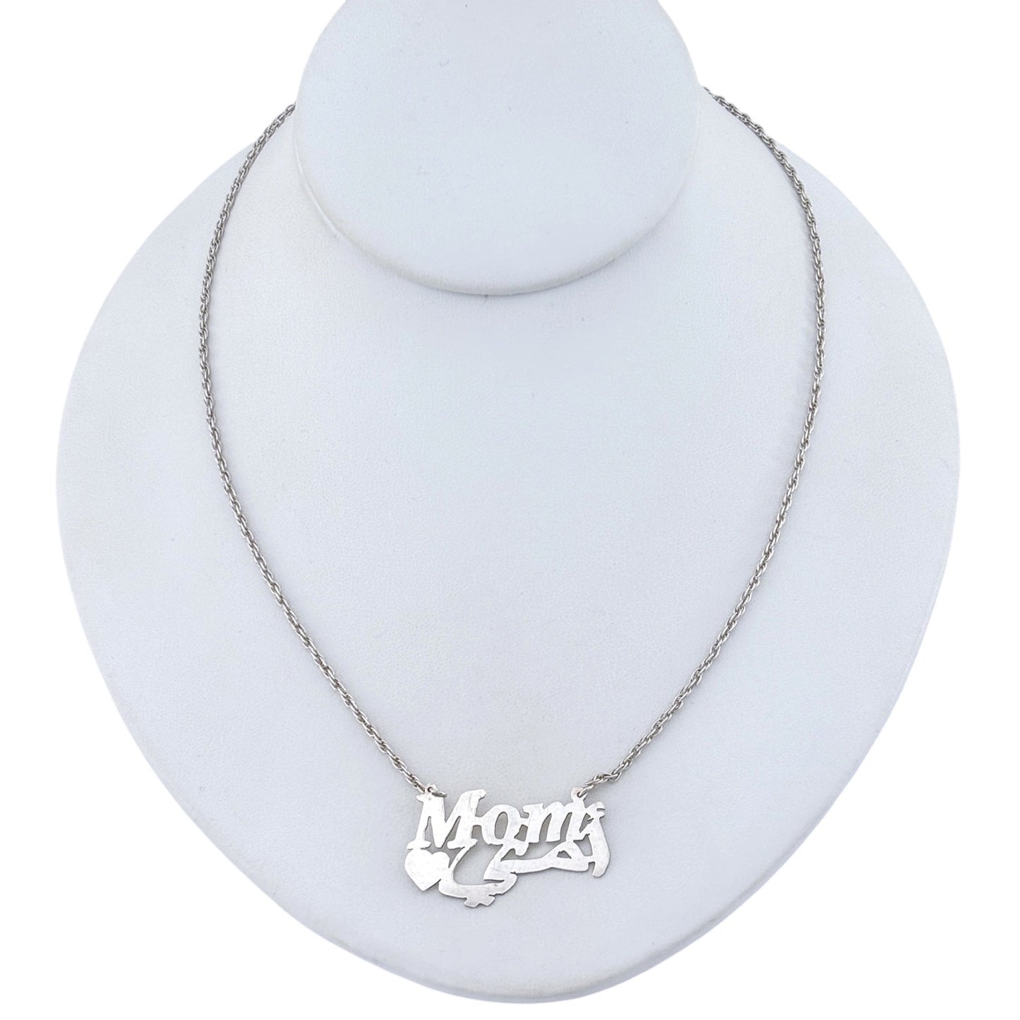 Vintage Sterling Silver 925 Mom Nameplate Necklace 18.5"
