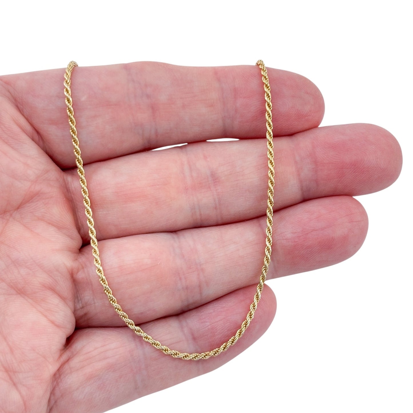 Vintage Italy Gold-Tone Sterling Silver 925 Rope Link Chain Necklace 30"