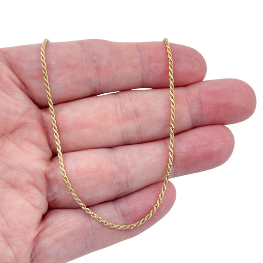 Vintage Italy Gold-Tone Sterling Silver 925 Rope Link Chain Necklace 30"