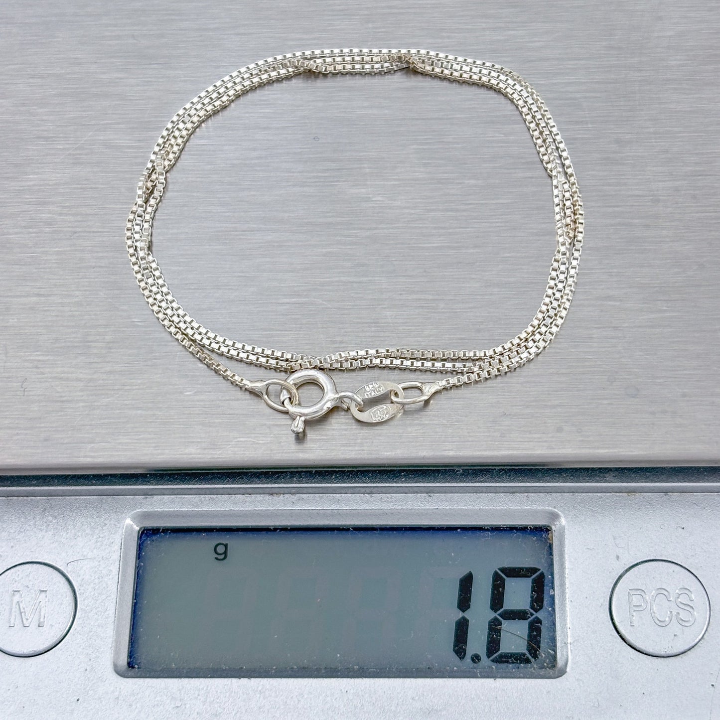 Vintage Italy Sterling Silver 925 Box Link Chain Necklace 16"
