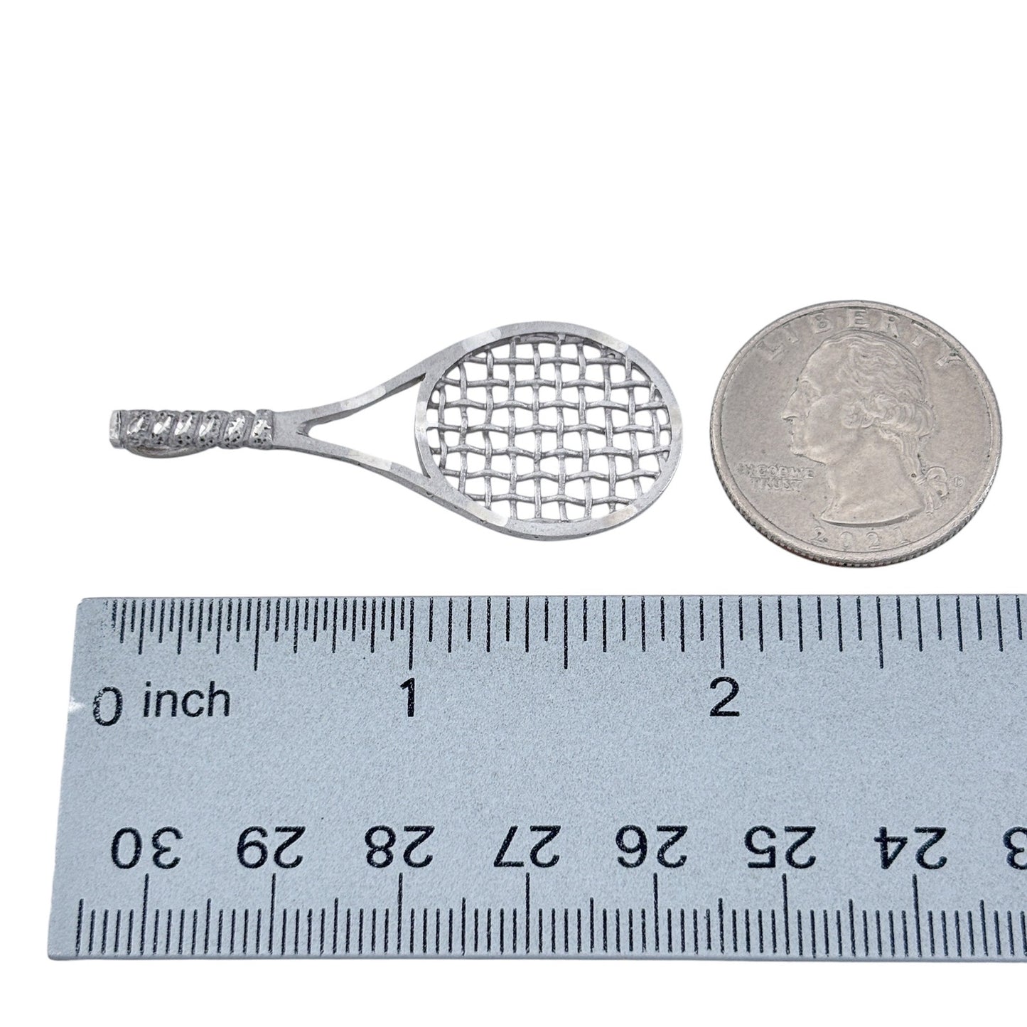 Vintage Sterling Silver 925 Tennis Racket Pendant