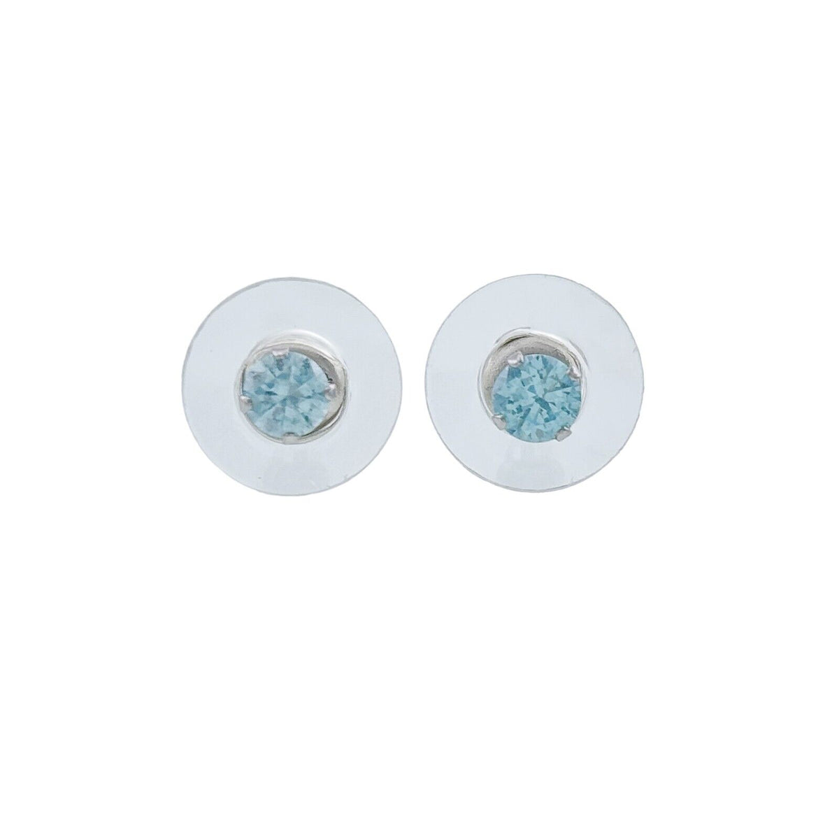 Sterling Silver 925 Blue Cubic Zirconia Stud Earrings
